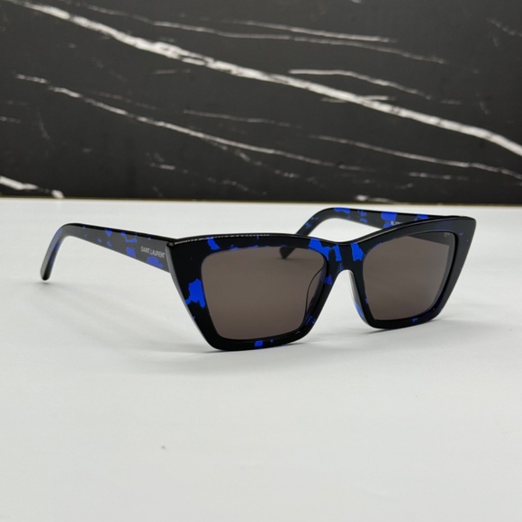 NEW SL276 MICA 009 SAINT LAURENT BLACK GREY CAT EYE SL 276 009 WOMEN SUNGLASSES - Picture 6 of 14